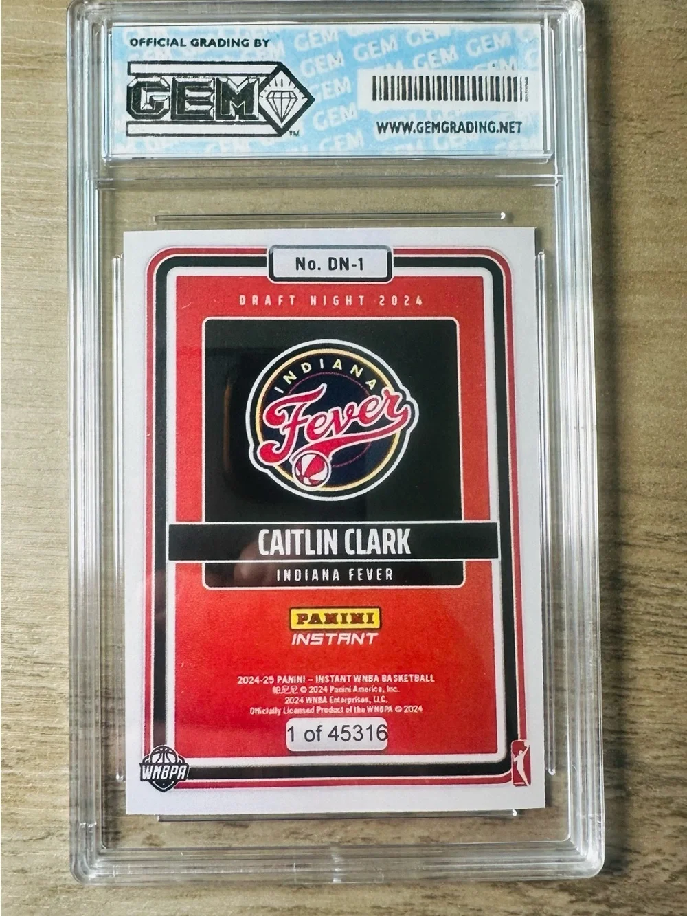 Caitlin Clark Rookie Gem Mint 10 2024 Panini Instant Novelty Card. Indiana Fever